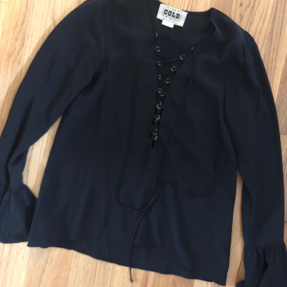 Stone cold fox tie up silk top